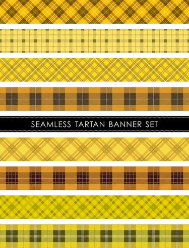 Seamless Tartan plaid banner set, vector illustration. 