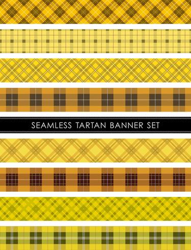 Seamless Tartan plaid banner set, vector illustration. 