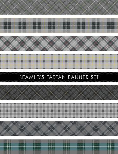 Seamless Tartan plaid banner set, vector illustration. 