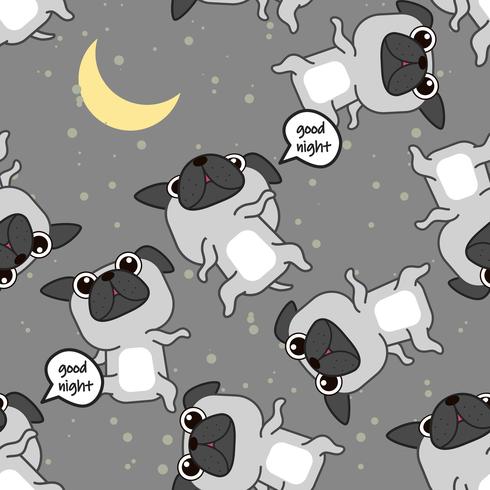 Seamless Pug dog is sleeping pattern. vector