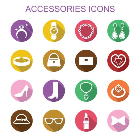 accesorios larga sombra iconos vector