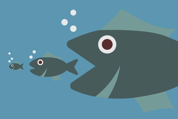 big fish eating little fish vector