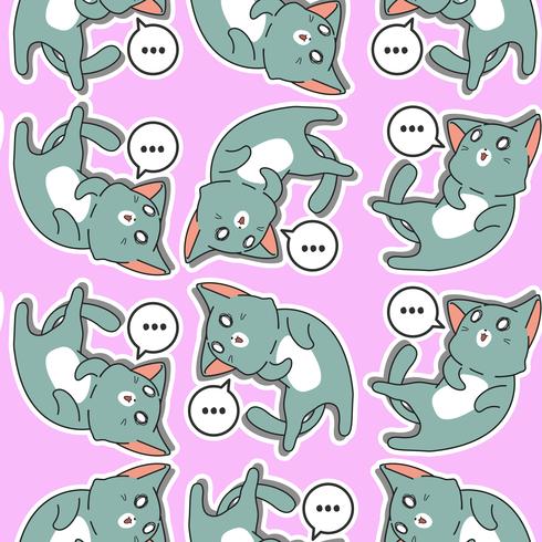 Seamless puzzled cute cat pattern. vector
