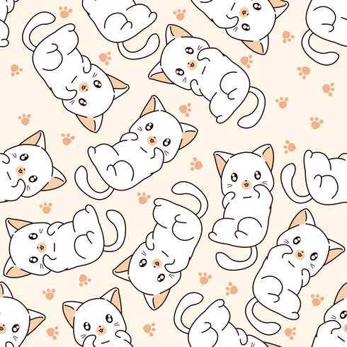Seamless little cat pattern. vector
