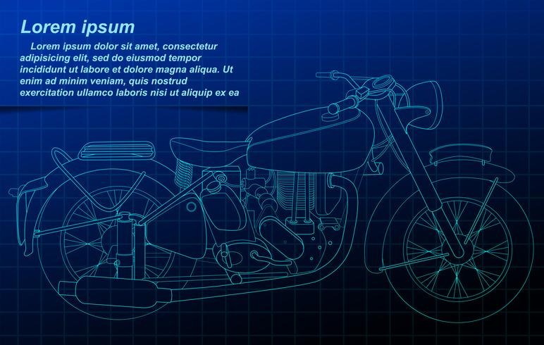 Vehicle outline on blueprint background. vector