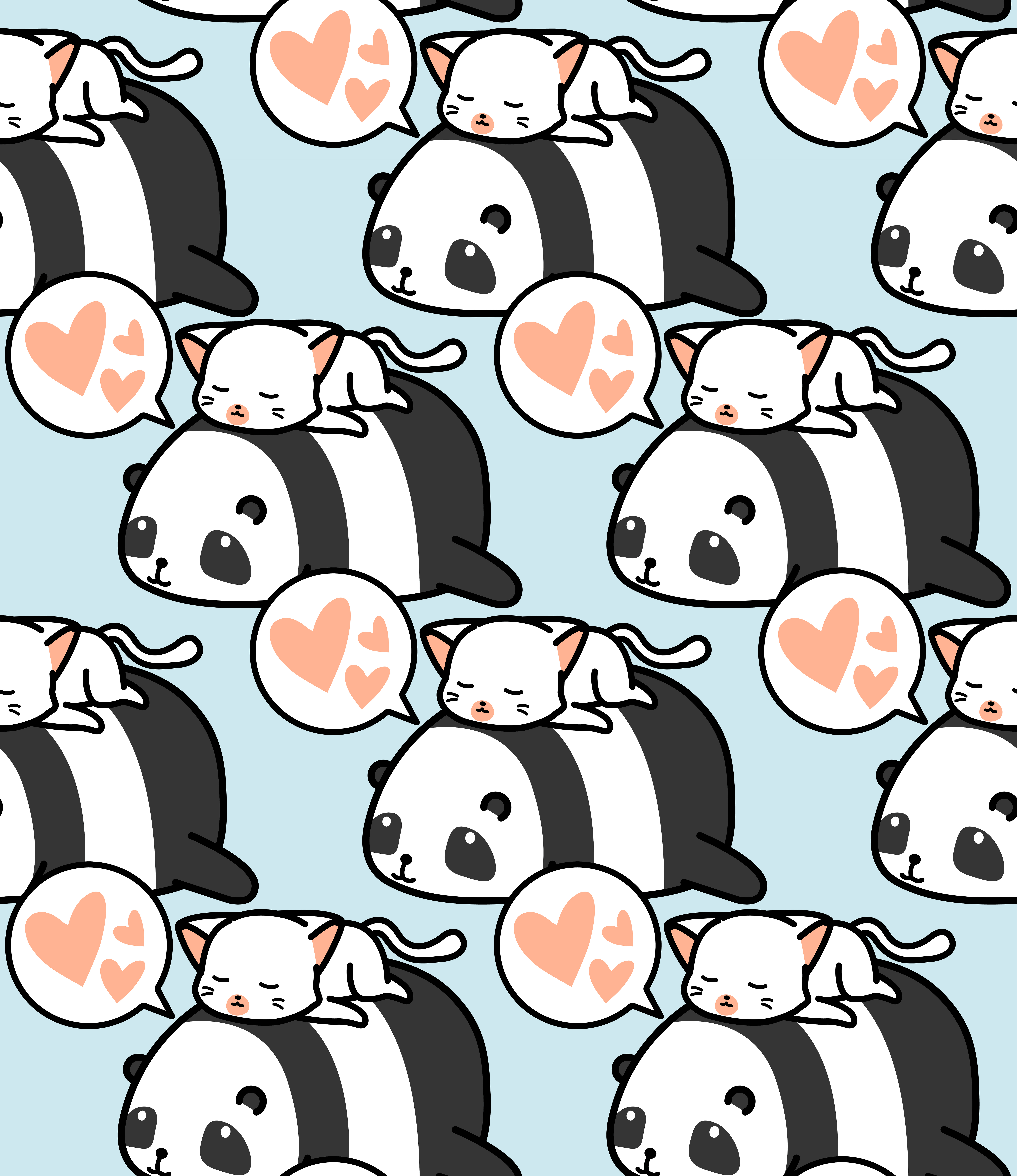 Seamless panda is feeding cat pattern. 629729 Vector Art at Vecteezy