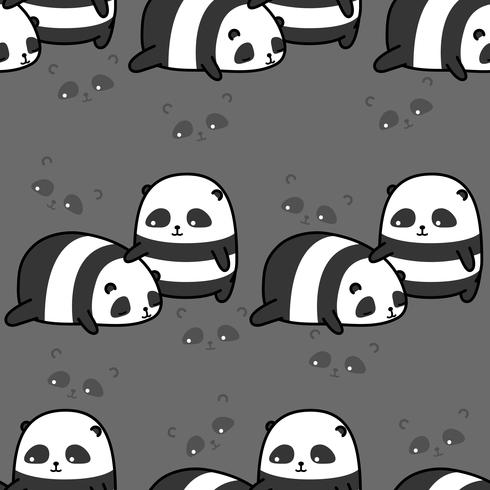 Seamless 2 cute pandas pattern. vector