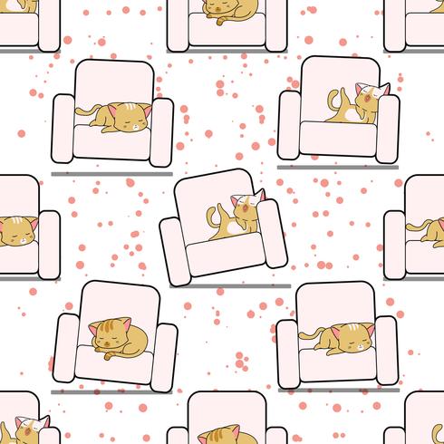 Seamless cat is sleeping on sofa pattern. vector
