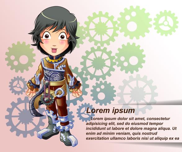 Steampunk character in cartoon style. vector