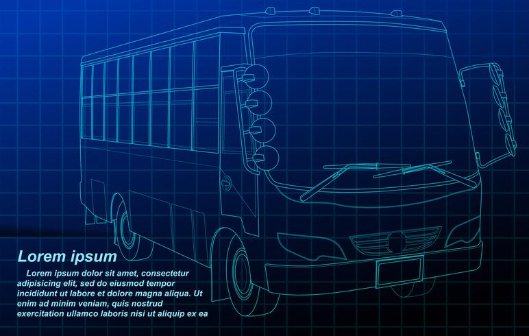 Vehicle outline on blueprint background. vector