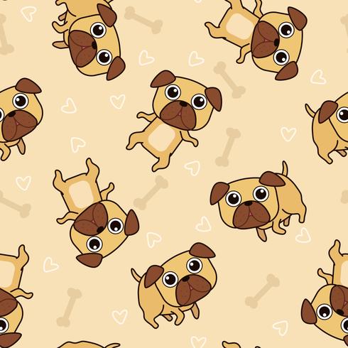 Seamless pug dog pattern. vector