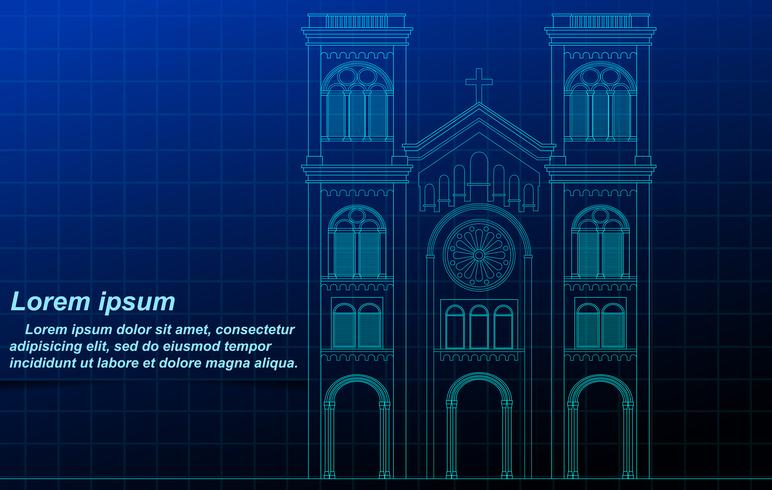 Download Church outline on blueprint background. - Download Free ...