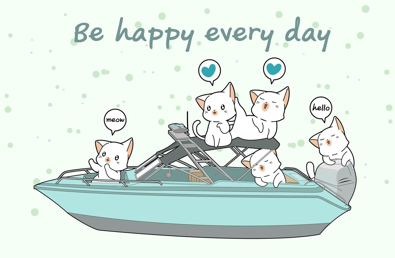 Kawaii cats in the speed boat 629653 Vector Art at Vecteezy