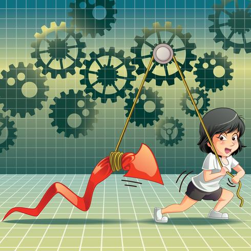 She is lifting stock in cartoon style. vector