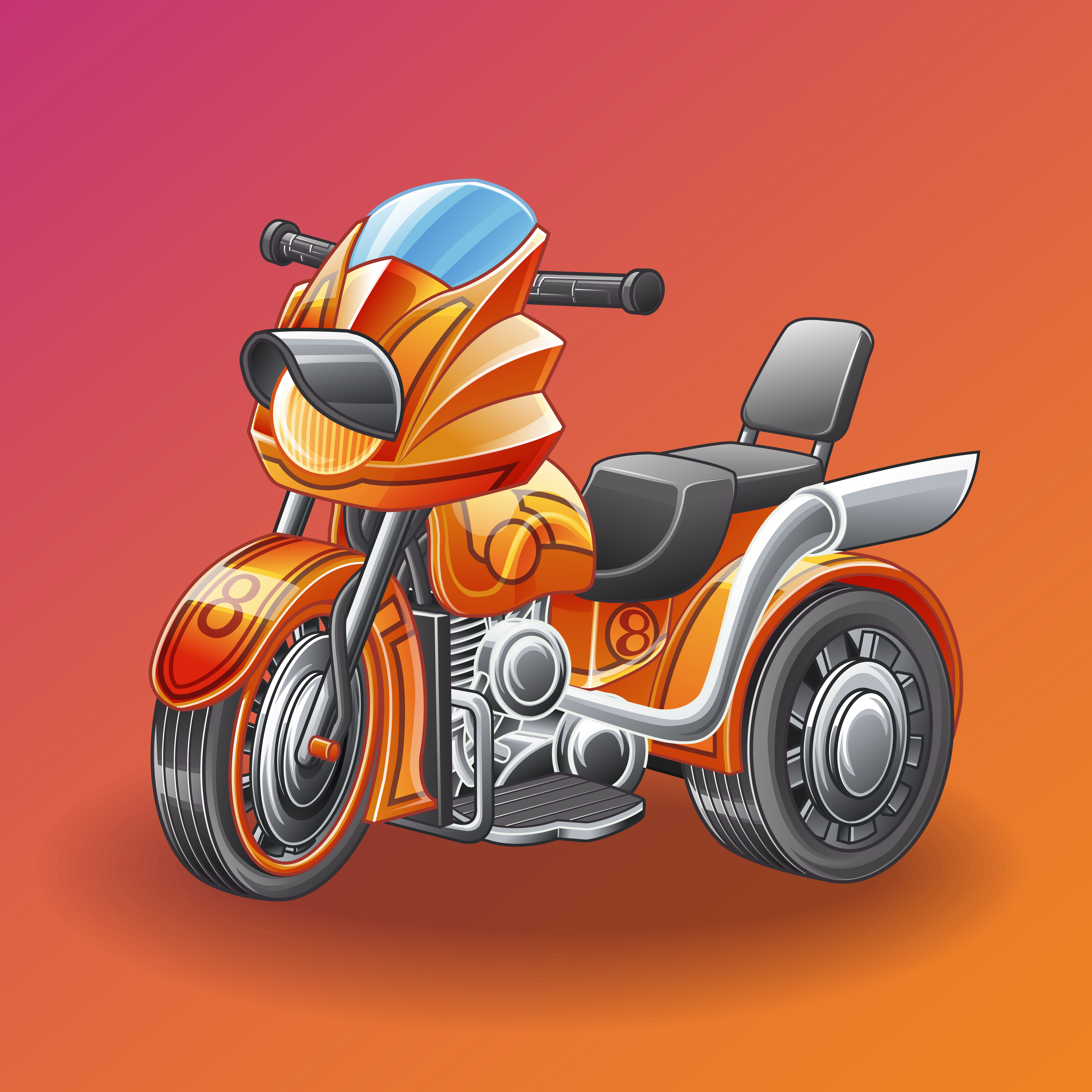 Vector motor  tricycle in cartoon style 629685 Download 