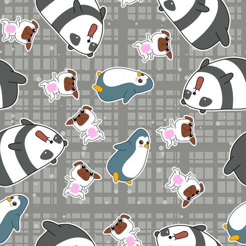 Seamless 4 animals pattern. vector