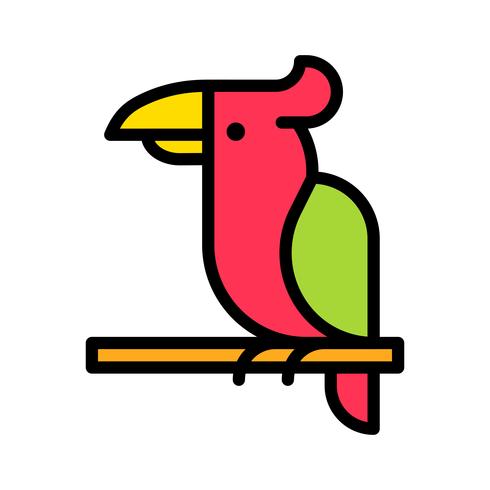 Vector de loro, icono de estilo relleno relacionado tropical