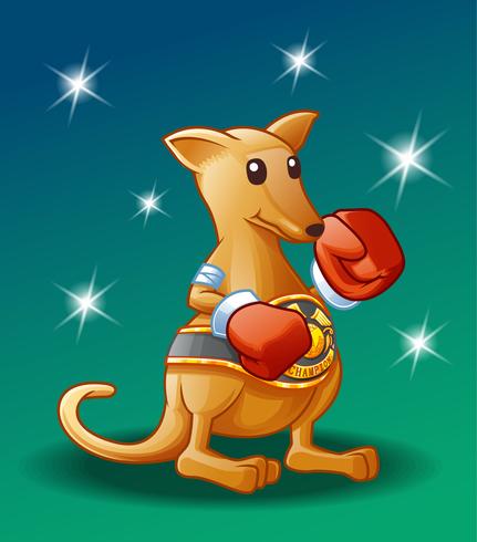 Campeón canguro personaje en estilo de dibujos animados. vector