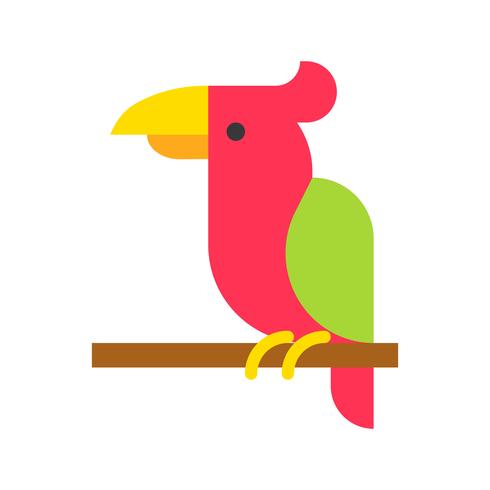 Vector de loro, icono de estilo plano relacionado tropical