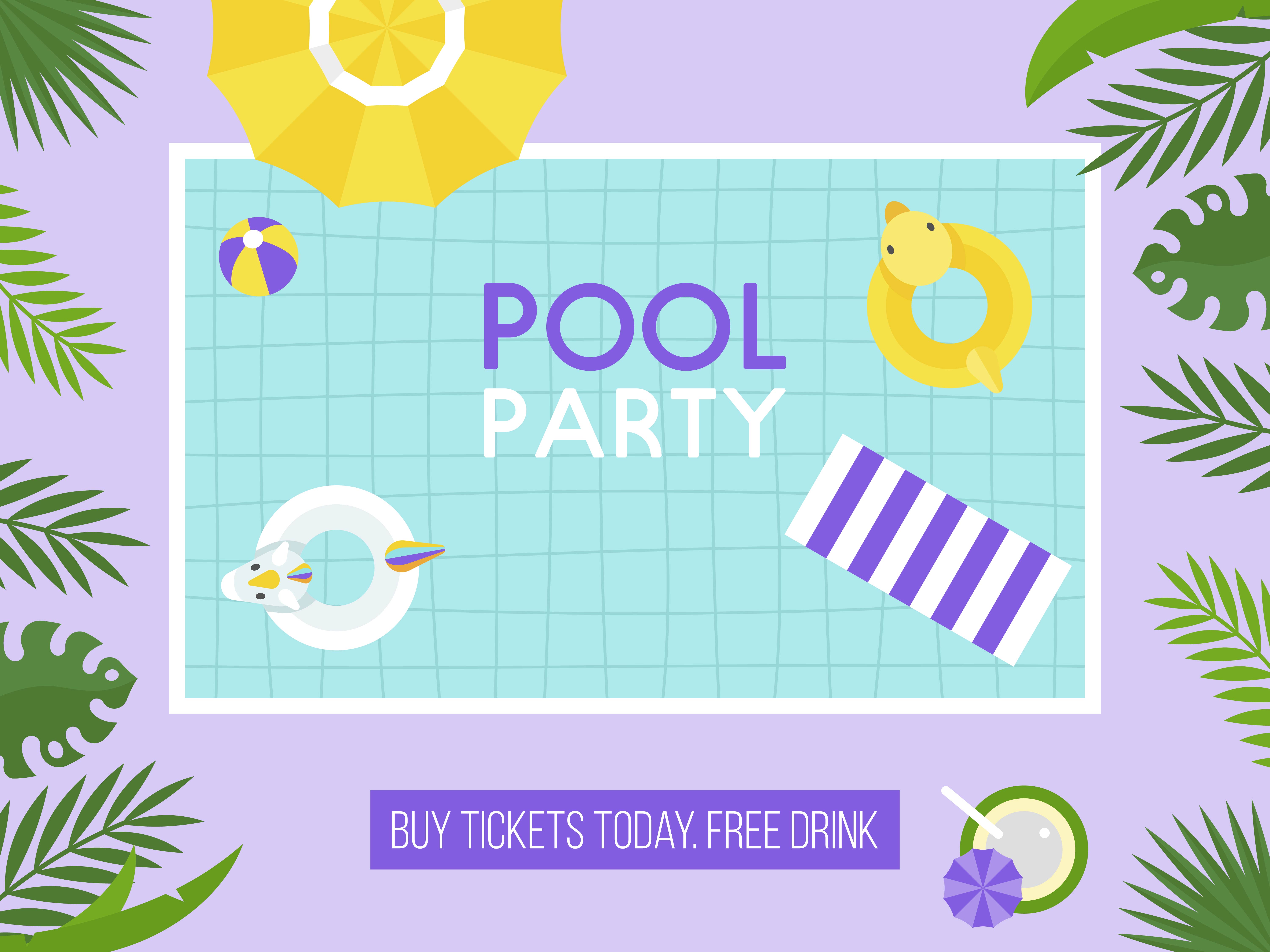 Pool party, Top view Swimming pool vector 629775 Vector Art at Vecteezy