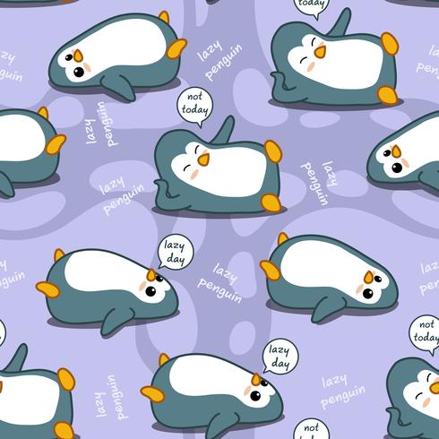 Seamless penguin is lazy pattern in cartoon style. vector