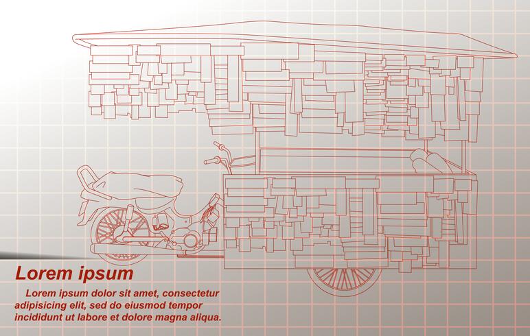 Sketching of portable stall in Thailand. vector