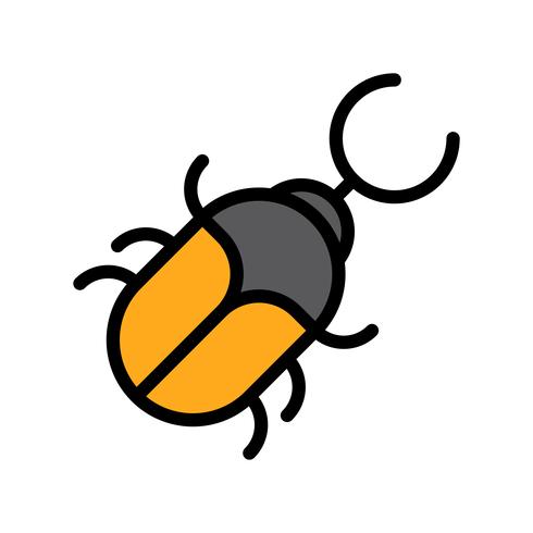 Vector de escarabajo, icono de estilo relleno relacionado tropical