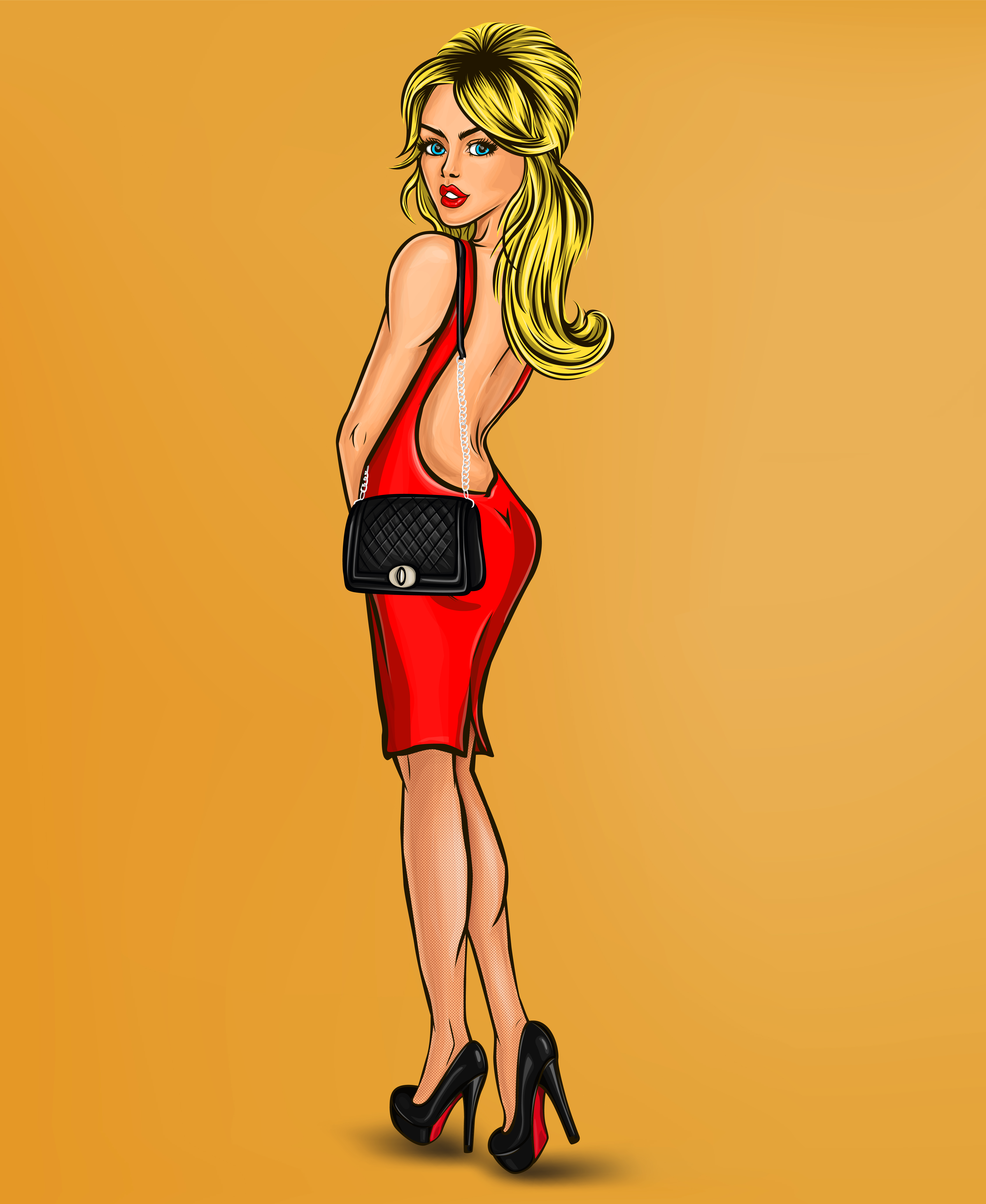 Vector Illustration Of Sexy Pin Up Blonde Download Free Vectors Clipart Graphics And Vector Art 