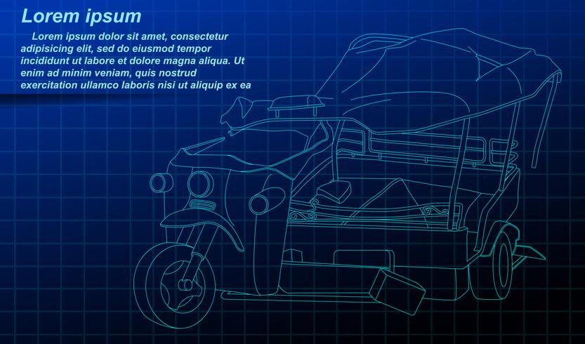 Vehicle outline on blueprint background. vector