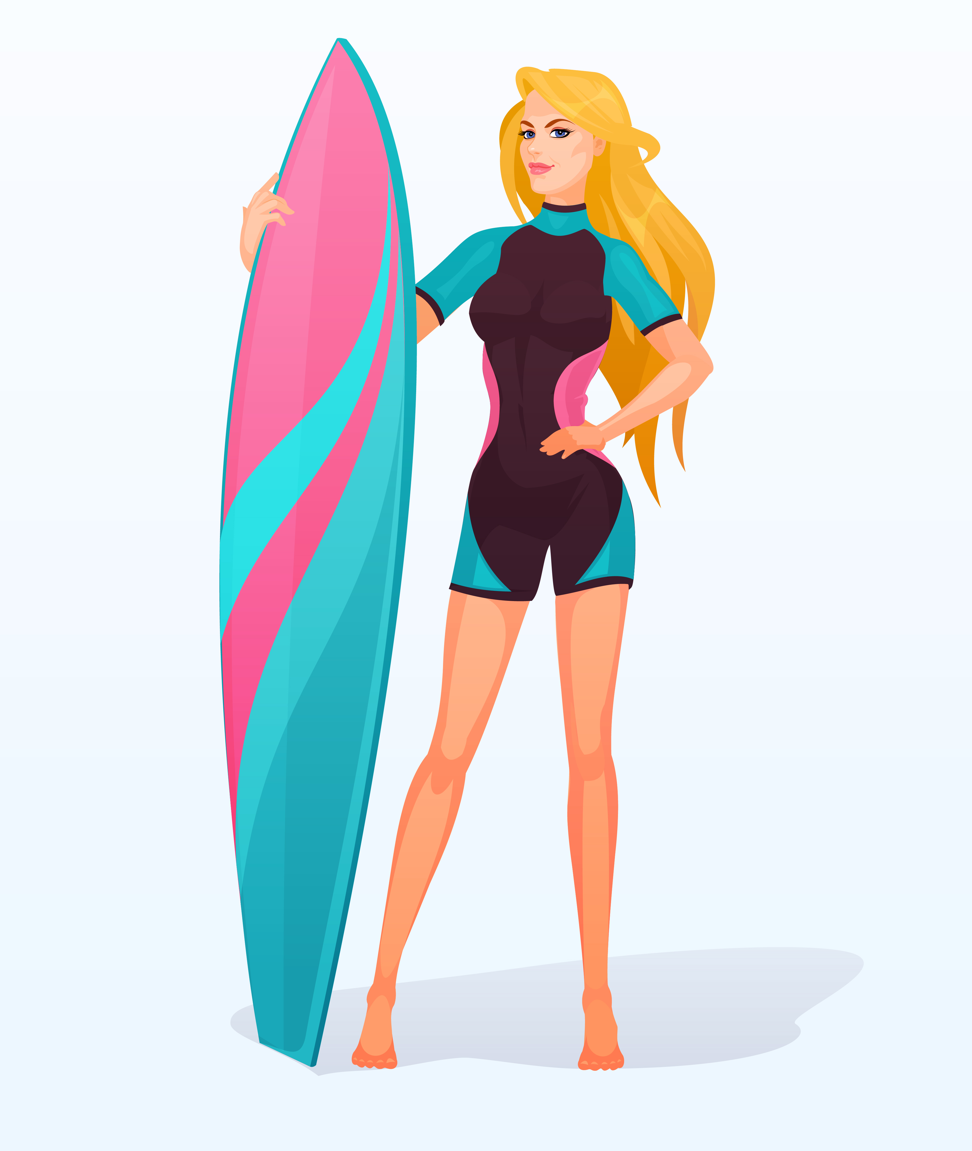 Surfer girl in a swimming suit Download Free Vectors, Clipart