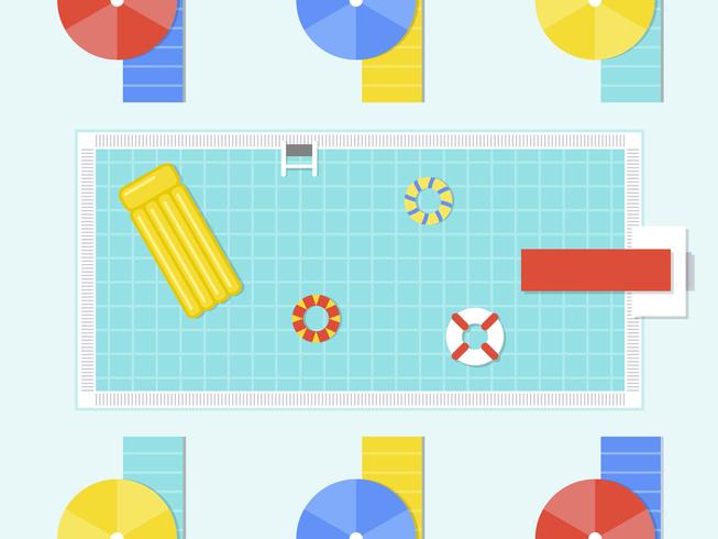 Summer Holiday, Top view Swimming pool vector