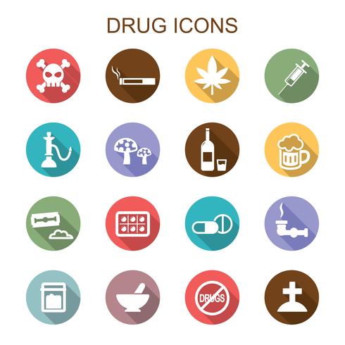 iconos de la larga sombra de drogas vector