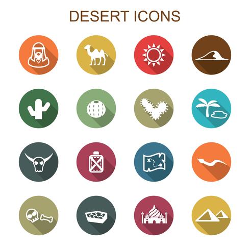 desert long shadow icons vector