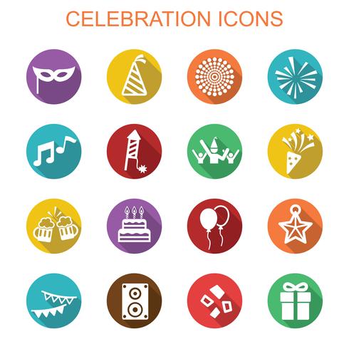 iconos de larga sombra de celebración vector