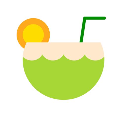 Vector de jugo de coco, icono de estilo plano relacionado tropical