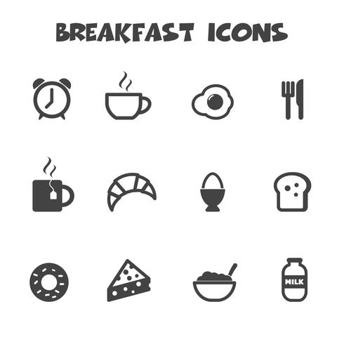 símbolo de los iconos de desayuno vector