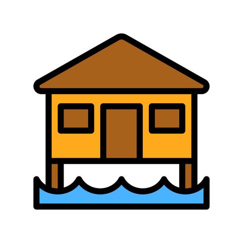 Bungalow vector, tropical related filled style icon vector