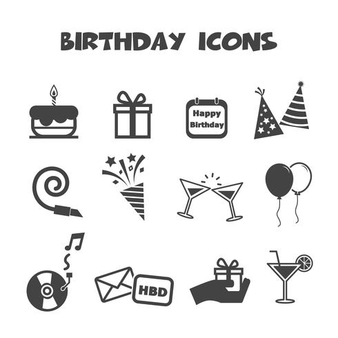 birthday icons symbol vector