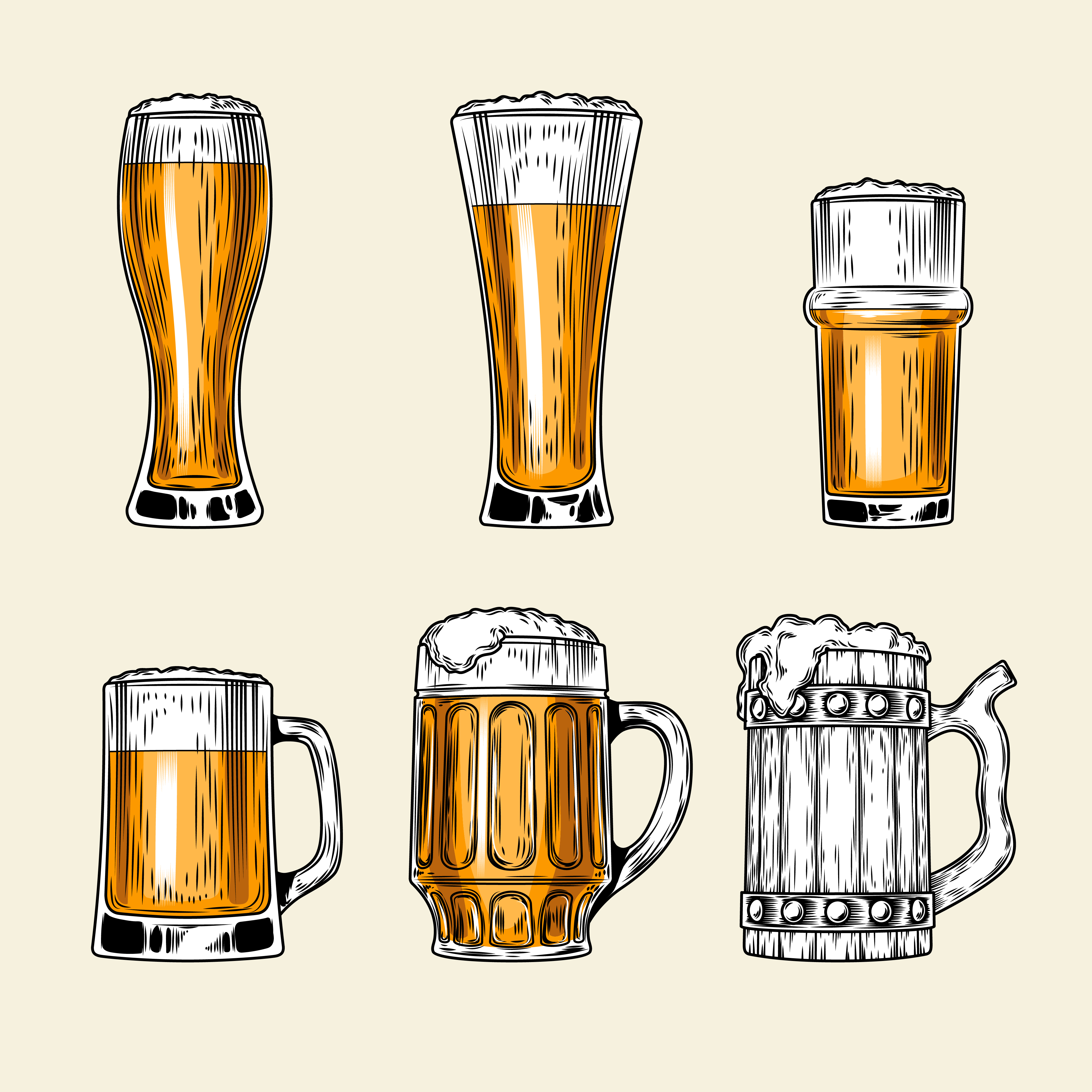 Set of vector icons full glass beer - Download Free Vectors, Clipart