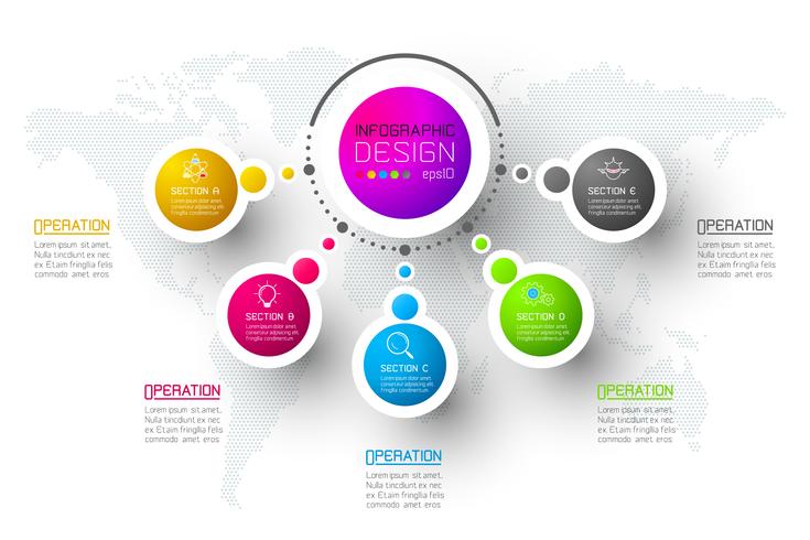 Abstract business infographics step options template. vector
