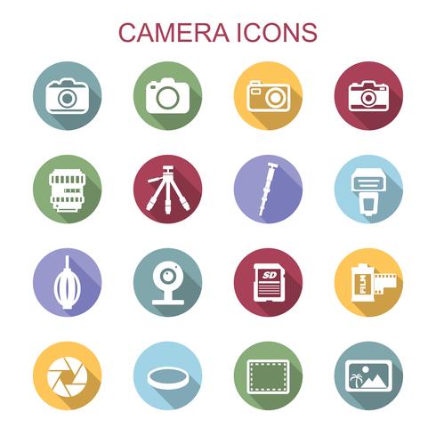 camera long shadow icons vector