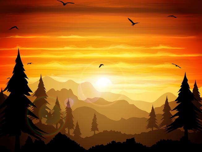 Absolutely silent twilight of the forest. vector