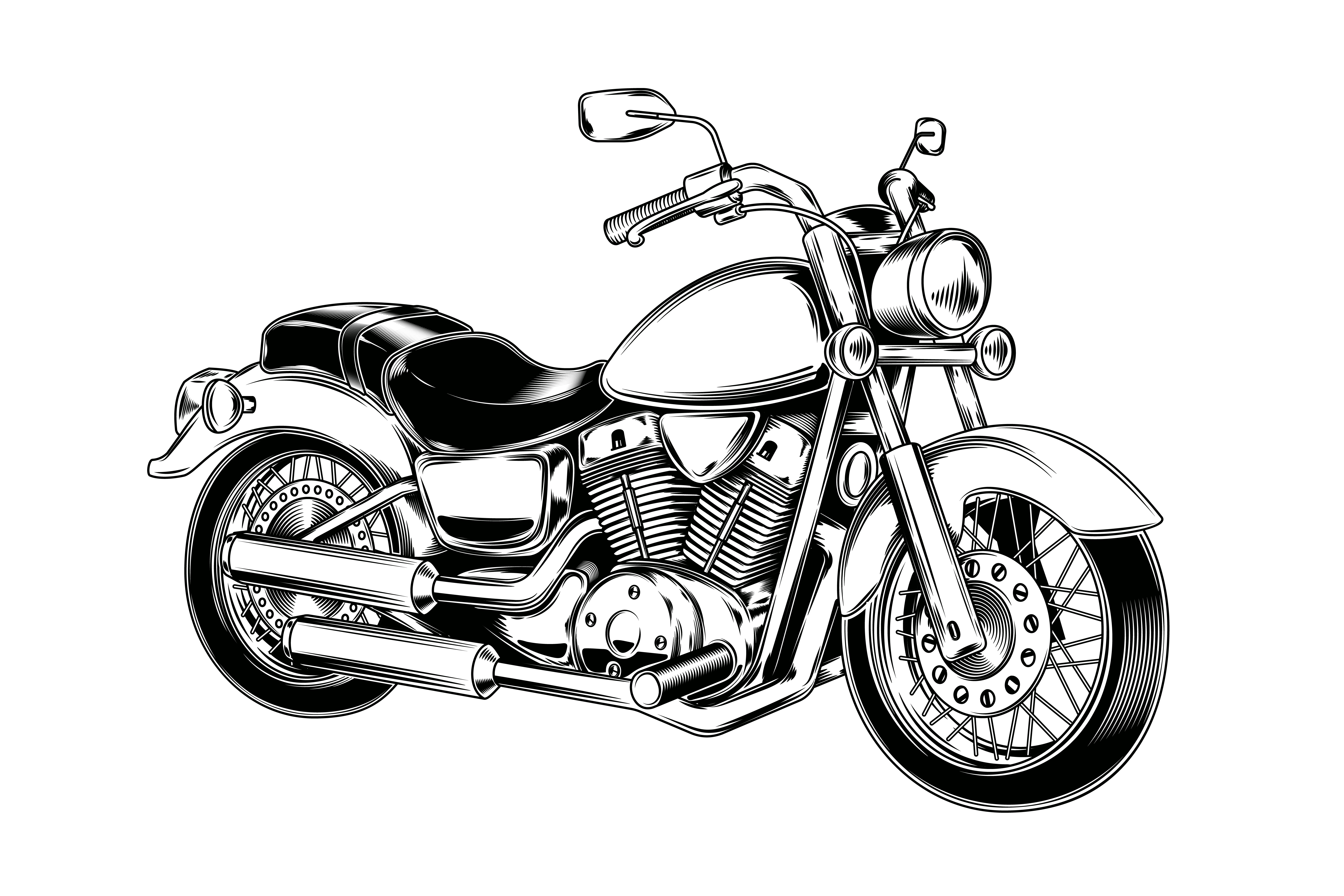 Download Hand-drawn vintage motorcycle. Classic chopper. - Download Free Vectors, Clipart Graphics ...
