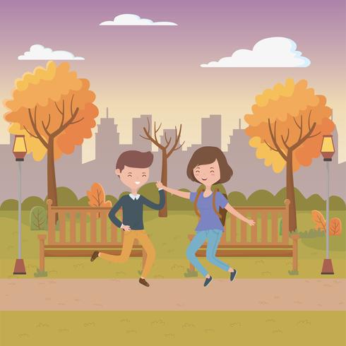 Teenager boy and girl cartoons design vector