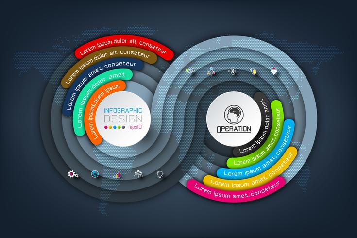 Business Infographics circle origami with shadow style Vector illustration.