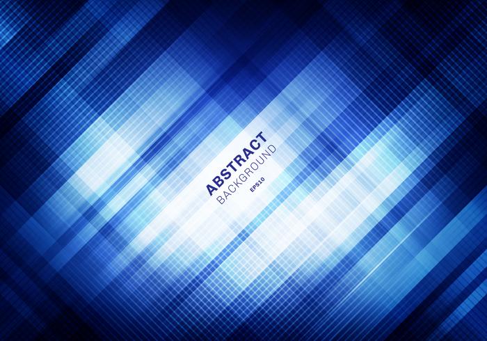 Abstract striped blue grid pattern with lighting on dark background. Geometric squares overlapping design technology style. You can use for cover design, brochure, poster, advertising, print, leaflet, etc. vector