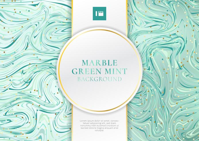 Green mint marble background and texture with white and golden label luxury style space for text. vector