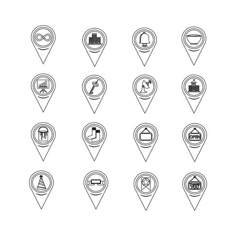 Conjunto de iconos de mapa puntero para sitio web y comunicación vector