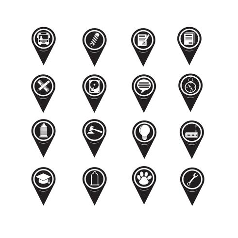 Set of Map Pointer icons for website and communication vector