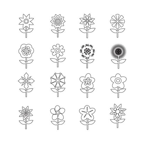 Conjunto de iconos de flores para el sitio web vector